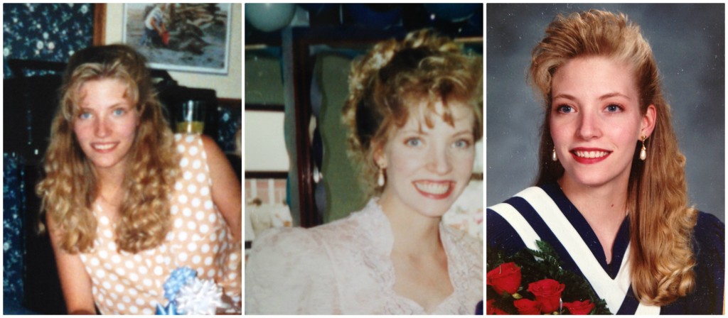 90’s Hair: It took me a few years to grow it out, and yes, there was a perm in there.  Those shoulder pads, those BANGS!  P.S. I graduated high school in 1991, for reference.