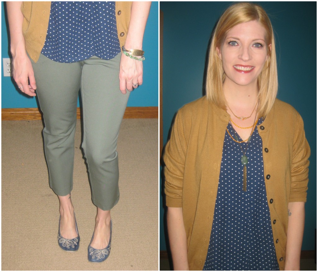 An unexpected neutral cropped pant just happened to coordinate perfectly with several of my necklaces!