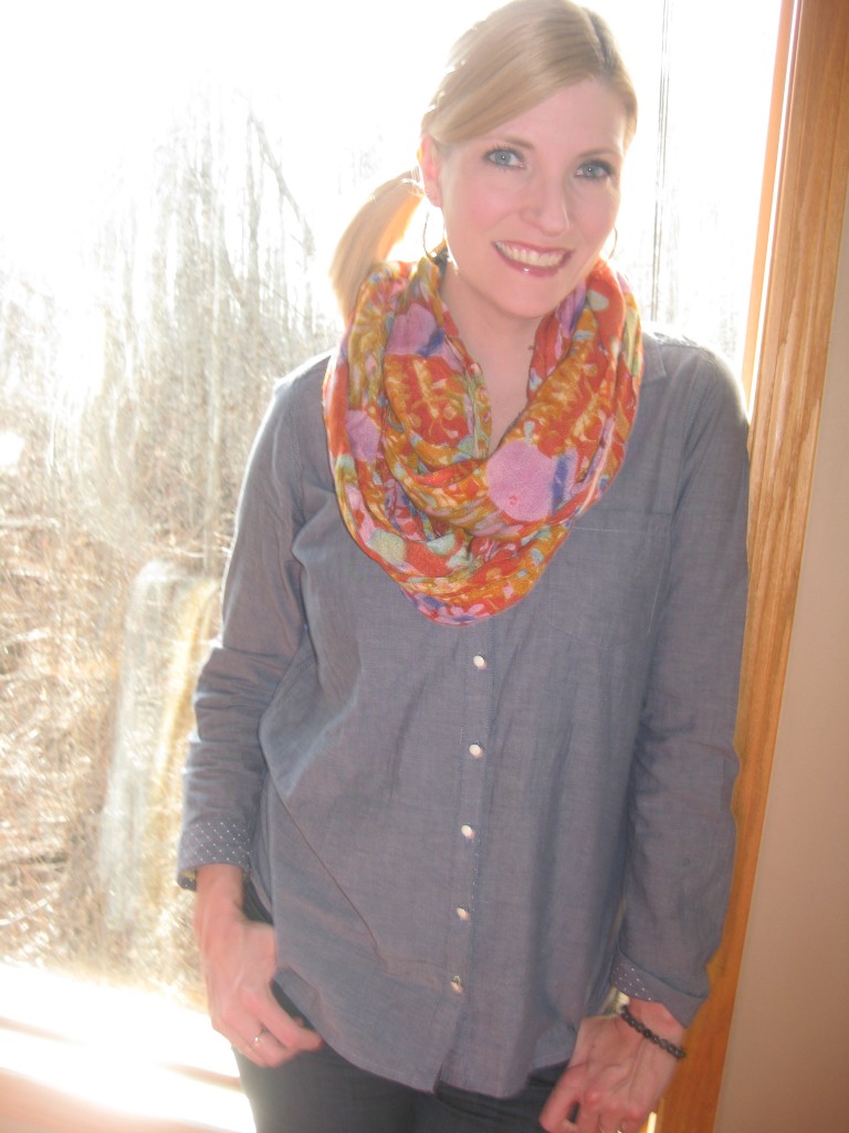 This is my beloved Anthropologie floral infinity scarf, purchased as part of my Splurge shopping! 