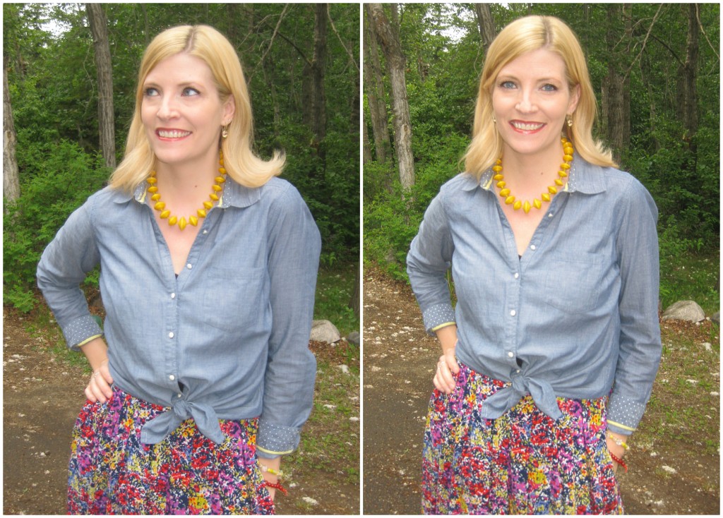 "I look just like all the pins on Pinterest in my knotty chambray!"