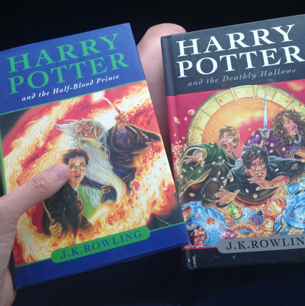 The last two hardcover Harry Potter books to read aloud with my boys!