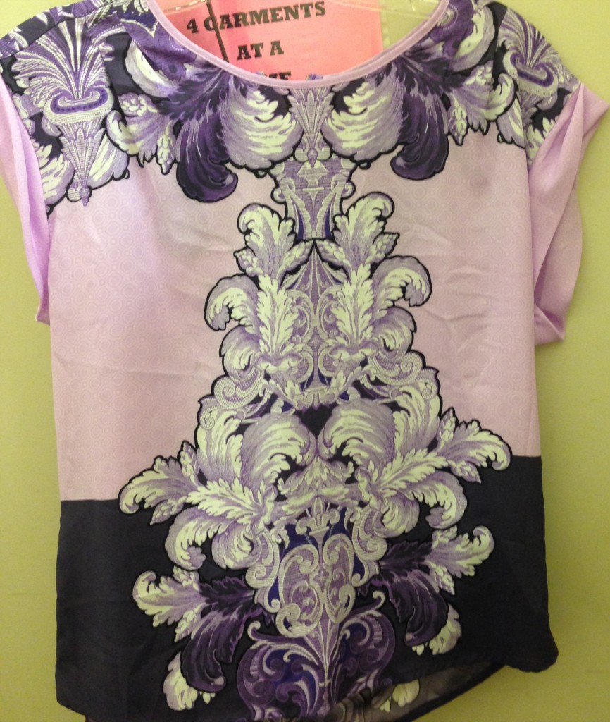 My daughter found me this lilac baroque print blouse then told me "YOU'RE TAKING IT."  Yes ma'am. 