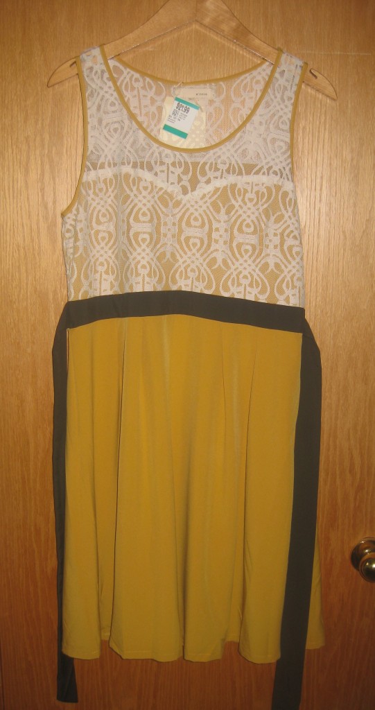 And my favourite purchase of all, one that I wrestled with because it put me slightly over budget, was this A Reve stunning mustard and lace dress - tres cher at  $15.40!!!  It sparked fireworks of joy