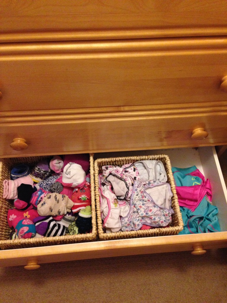 Baskets or any kind of drawer divider work perfectly fine IMHO.