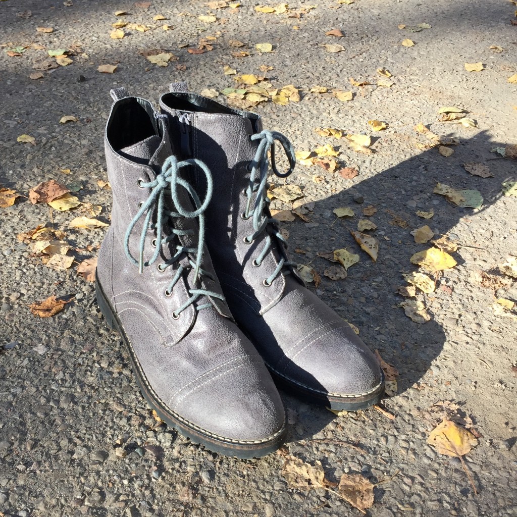 London Rebel grey leather boots $11.90