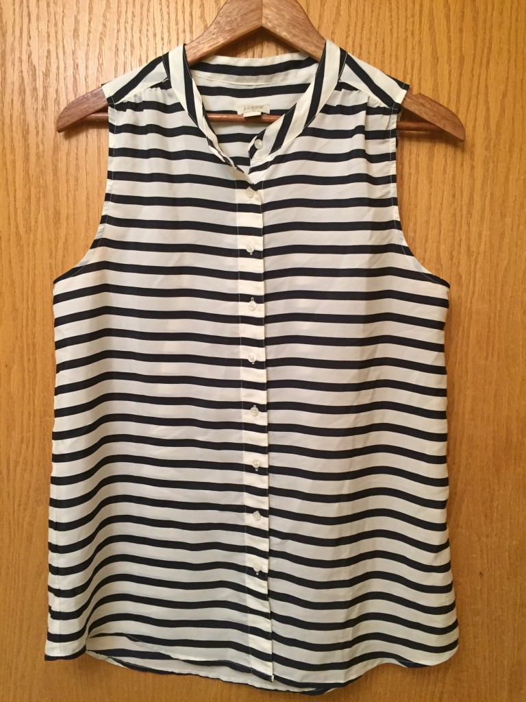 J Crew navy striped shell of awesomeness $3