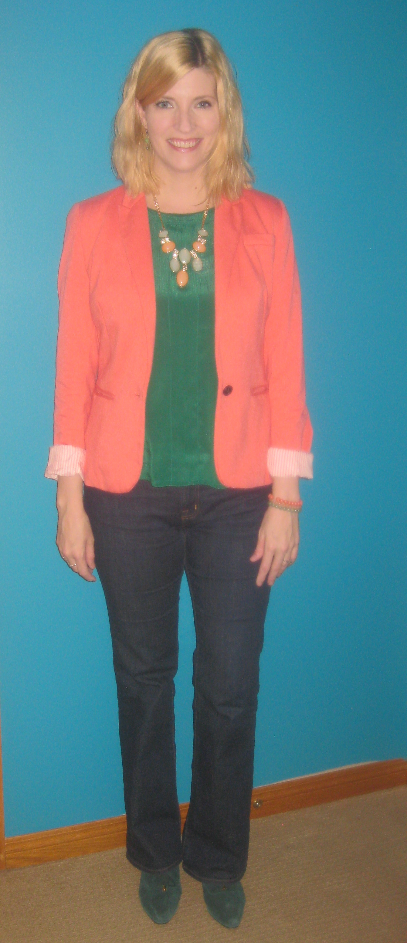 I might wear this coral blazer again tomorrow; I might not.  You'll have to tune into Instagram to find out!
