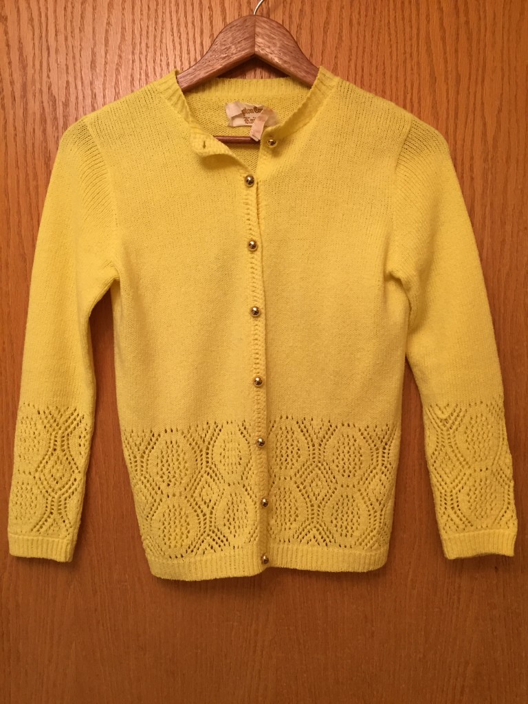 Vintage lemon yellow cardi of awesomeness $6.70 from Salvation Army