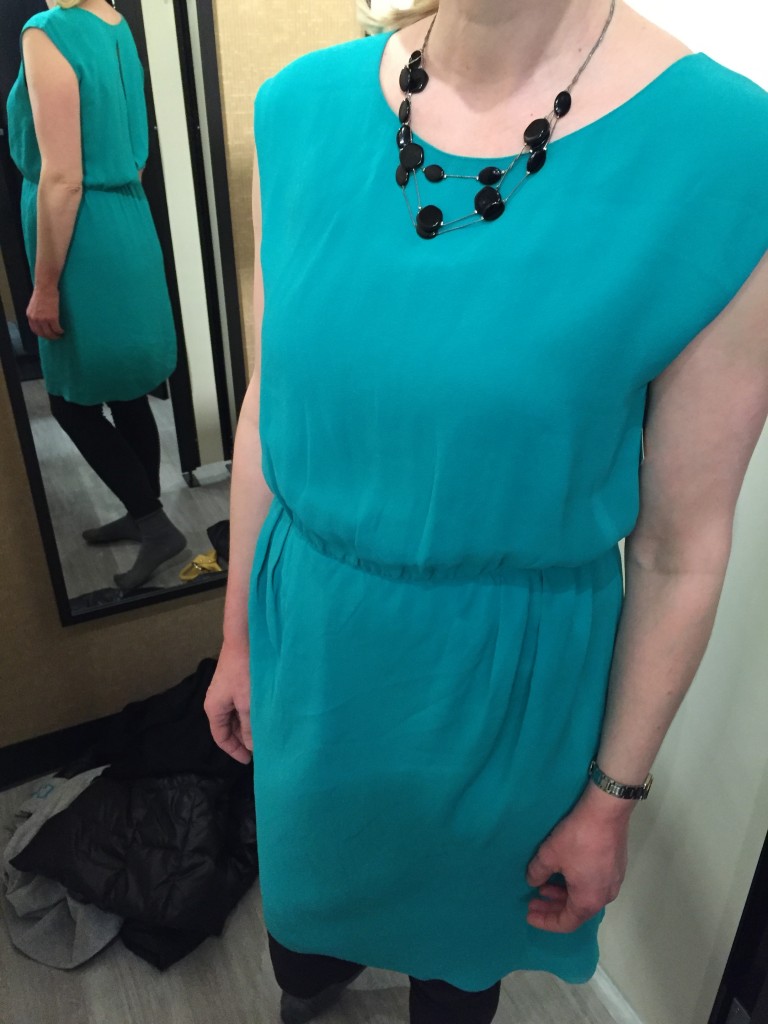 Teal silk dress!  LOVE it!  If I didn't have cough-cough dresses already, I would have stolen this off Janet too!