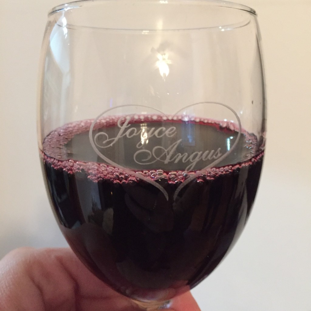 I even landed the "special" glass - cheers to you, Joyce and Angus, and thanks for helping me keep my glass straight!