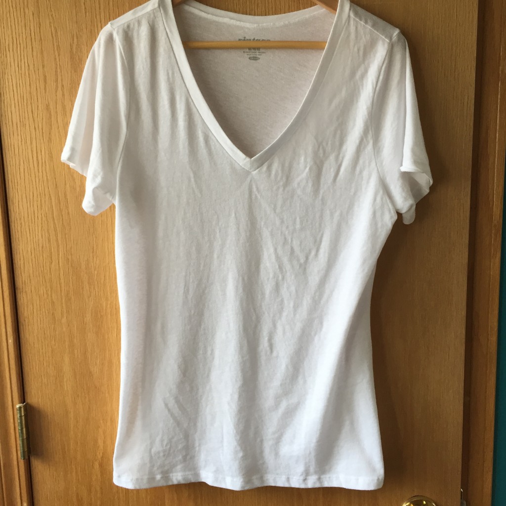 My quest for a plain white tee required several trips to the thrift shop over the past few months where I found anything but... until I finally scored this new-with-tags vintage style white v-neck along with a few other solid tees - perfect for all the skirts I can't wait to wear this spring!