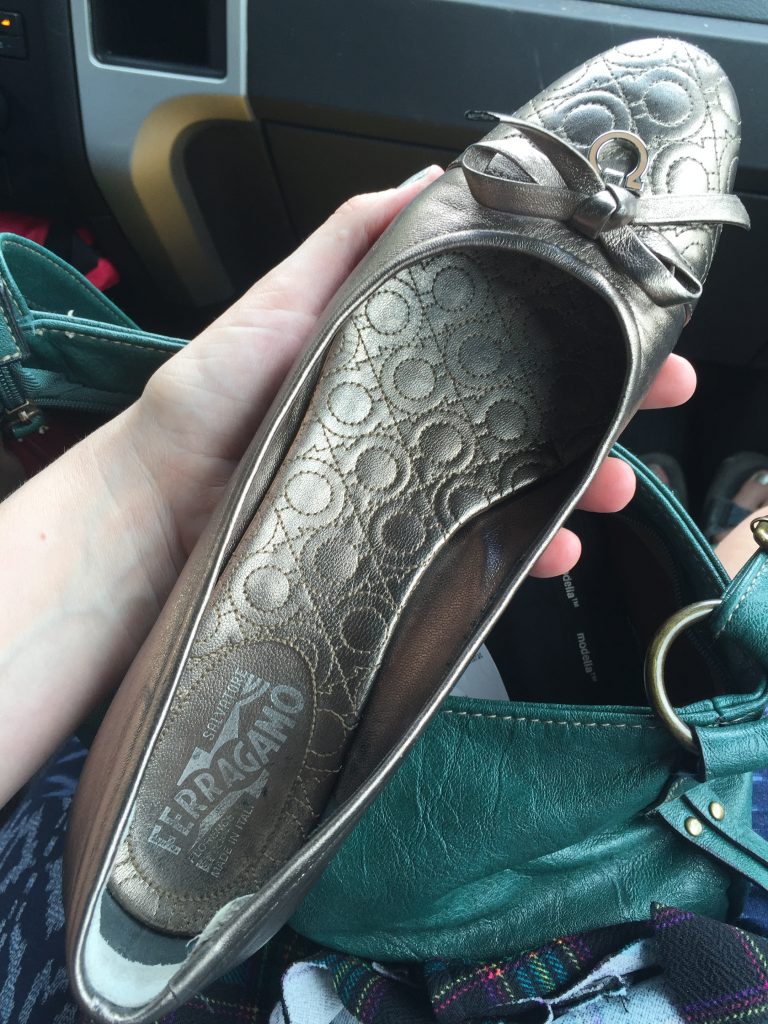 Ferragamo shoes found at little thrift shops