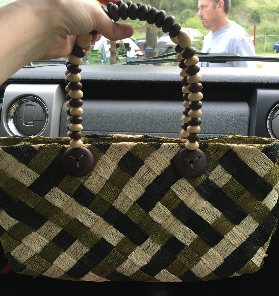 Also scored this green woven bag for my sis! 