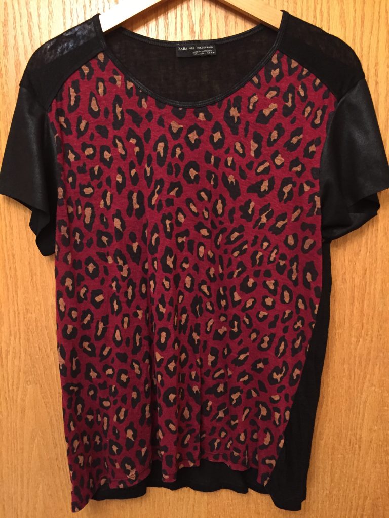I took my pieces that didn't get snatched up at the swap to Plato's Closet for consignment and had enough to get a few more "free" pieces, like this Zara red leopard print top - hitting on a fall trend!