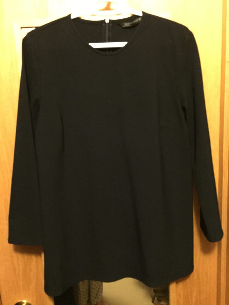 $9 navy tunic top, Zara brand from Salvation Army Thrift Store