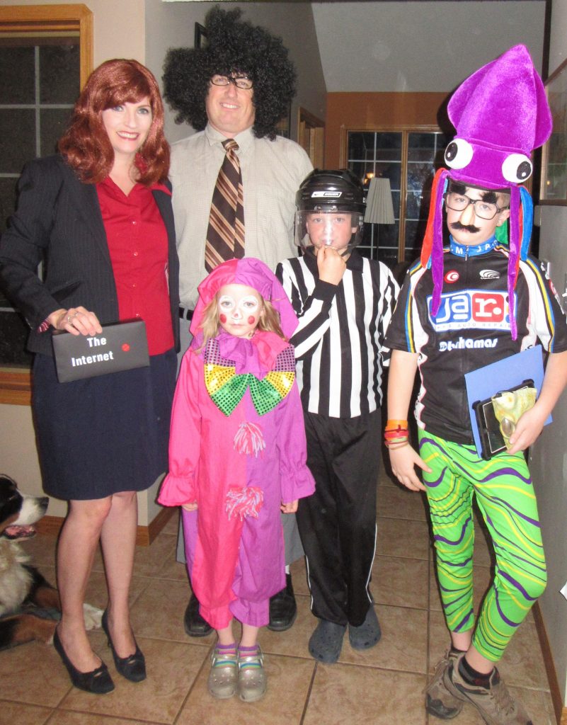 A referee, 'natch. A mixed up costume for the kid in grade 6 who thinks he's hilarious. And the clown, because somehow we hadn't heard about the latest clown sitch. Anyway, she's a FUNNY CLOWN and don't forget it.
