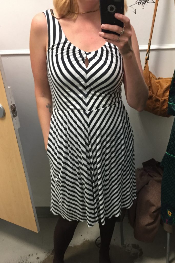 In other display of maturity, and breaking the cardinal rule of #noanthroleftbehind, I left this Lilka dress behind.  It was a bit worn and the boob-area was weird.  The fabric didn't know where to go.  Seeing the picture, I'm a little sad, especially because it had pockets.  If it had been blue tag, I wouldn't be wondering what to wear to work tomorrow.  Sigh.  #whyislifesohard