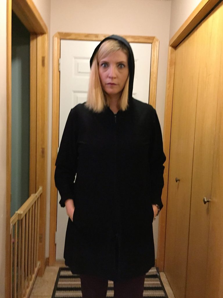 When I put on the sweater, my daughter told me I look like a death eater. Sigh.