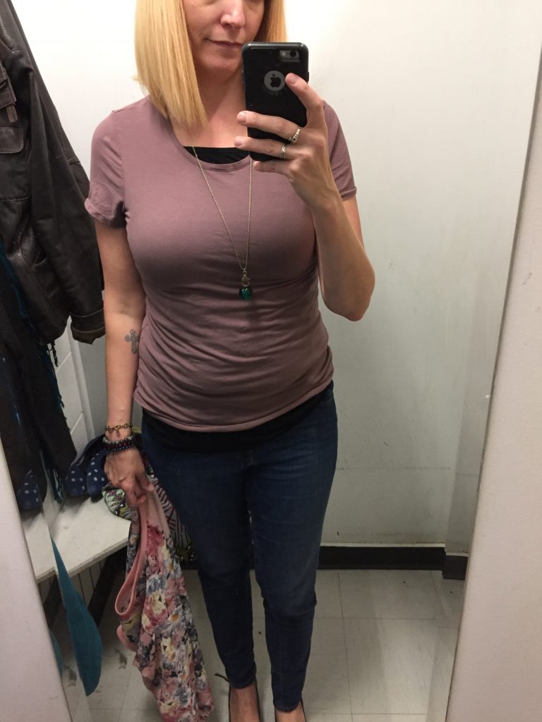 Basic Gap tee, so soft and such a pretty colour so I snagged it for $7, right in time to replace a few that I purged today for the Closet Minimalism Game!
