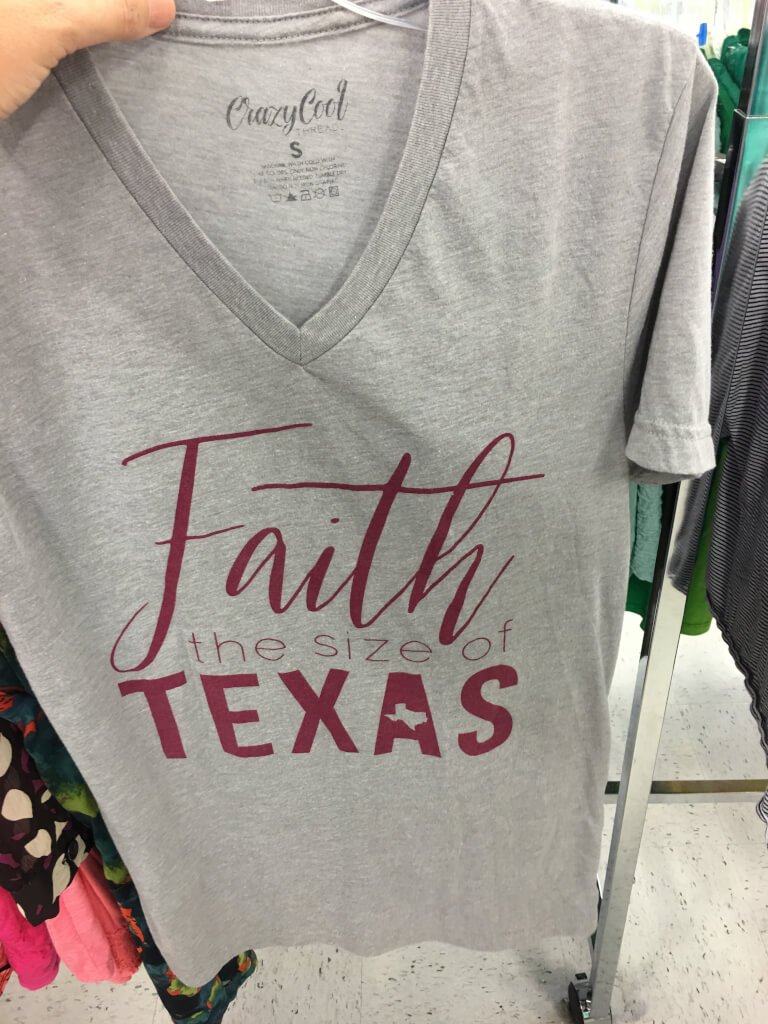 Faith the size of Texas ain't big people.