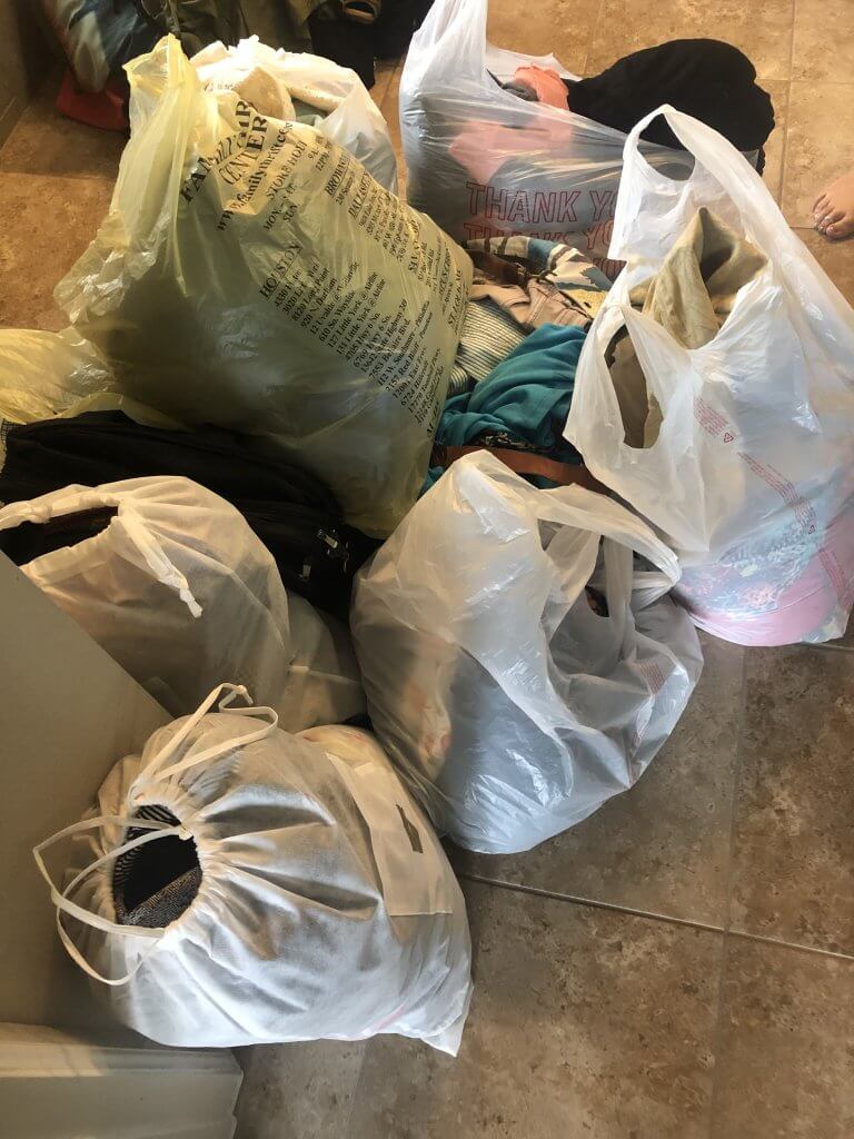 Bags of donations after The Spirited Thrifter's Closet Cleanse
